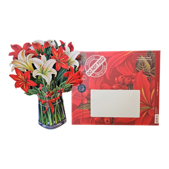 4-Pack Fresh Cut Paper Winter Lillie 3D Popup Greeting Card Note Card & Envelope - Picture 3 of 8